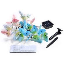 12 LED Zonne-energie Butterfly Glasvezel Fairy String Outdoor Tuinverlichting Decoratieve Tuin Tuinieren Groen Gazon Decor