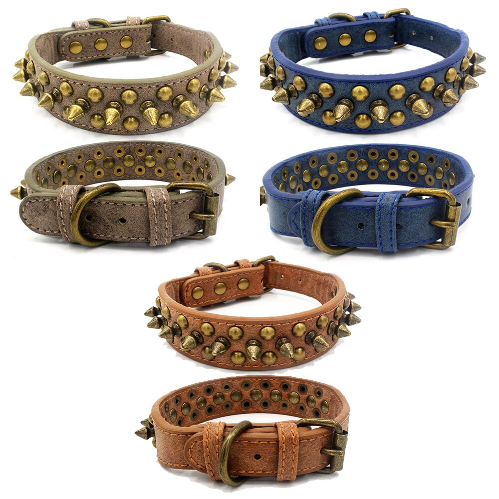 Hond Kraag Lederen Punk Spiked Studded Rivet Halsbanden Ronde Spikes Duurzaam Pet Producten voor Kleine/Medium/Larges honden XS-XL