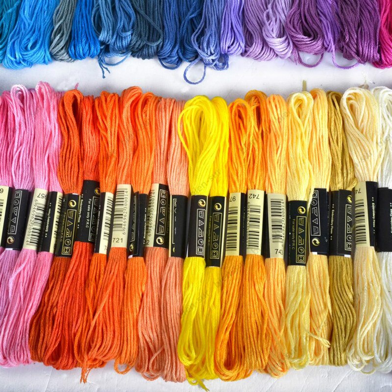24PCS Colors DMC Similar 100% Cotton Embroidery Thread Kits for Cross Stitch Mouline 6 Strands Floss 8m Sewing Skein Craft