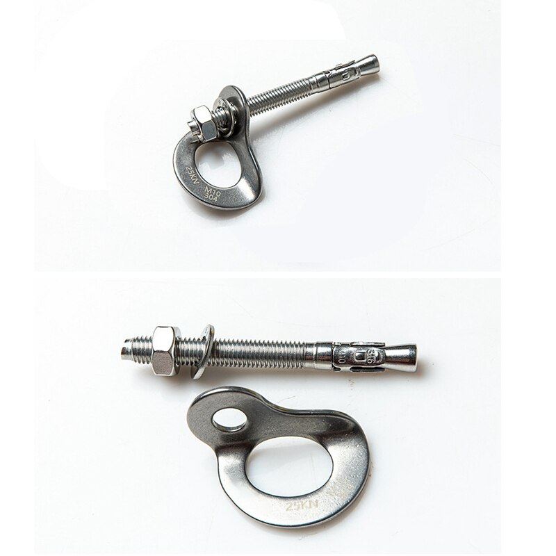 10 Pcs Bolt Hangers Lightweight M10 25KN Stainless Steel Bolt Hanger for Belay Rescue Rigging Work Climbing Mountaineer