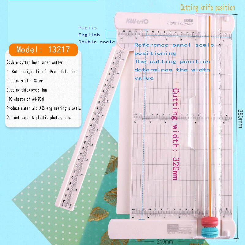 Fromthenon A34 Photo Quiet Book Manual Paper Cutter Paper Cutter DIY Dotted Line Straight Wave Creasing Paper Cutter Machines: 2 in 1 large panel