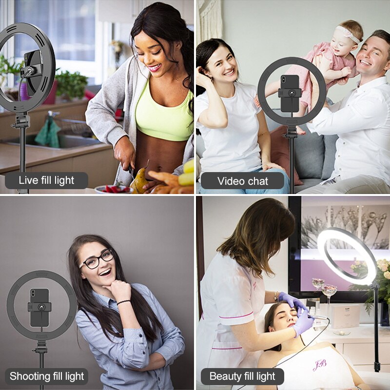 12 inch led selfie ringlamp fotografielamp 30cm ringlampen met telefoonhouder 1.6m statiefstandaards voor make-up video live studio