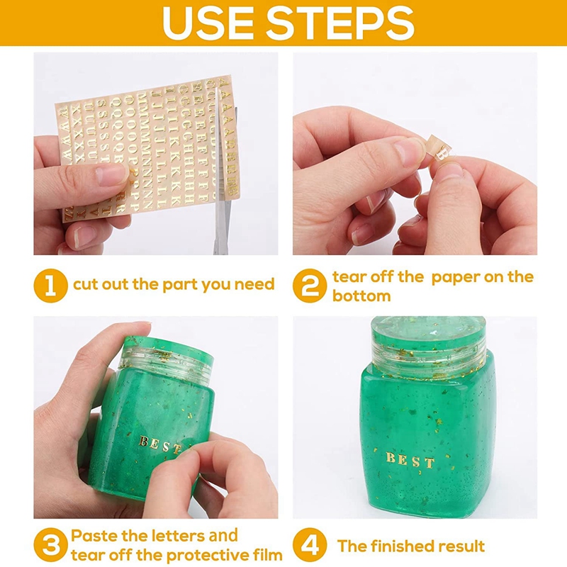 12 Sheets Brief Hars Stickers, Kleine Alfabet Nummer Stickers, Legering, Zelfklevende, Goud En Zilver, 3Mm/4.5Mm Tall