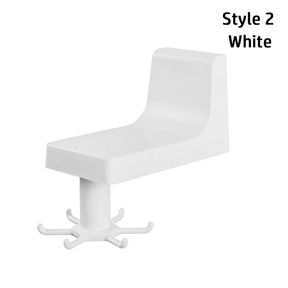 Retractable Rotating Hook Kitchen Accesorios Storage Bathroom Organizar Storage Rack Rotated Holder Wall Mounted Hanging Hook: White style2