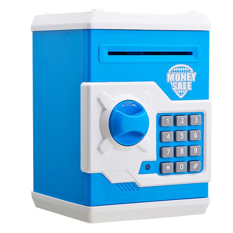 Nieuw Spaarpot Mini Atm Spaarpot Elektronische Wachtwoord Kauwen Coin Cash Storting Machine Cadeau Voor Kinderen kids-Blauw: Default Title