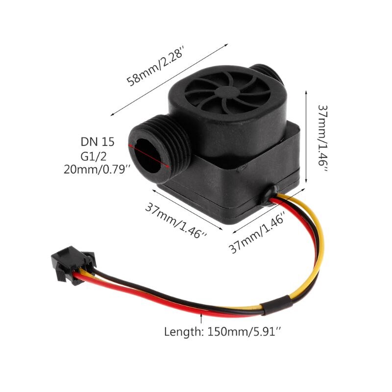 G1/2 " 1-30l/ min  dc5v vand flow sensor flowmåler hall flow sensor switch arduino