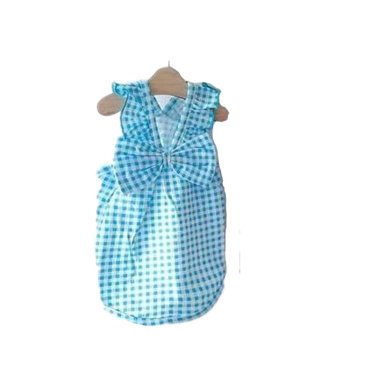 Bowknot sukienka dla psa eleganckie lato ubrania dla zwierząt szczeniak Kot spódnice w kratę chihuahua dziewczyna odzież dla psów pudel Shih tzu maltańnarty odzież: niebieski / L