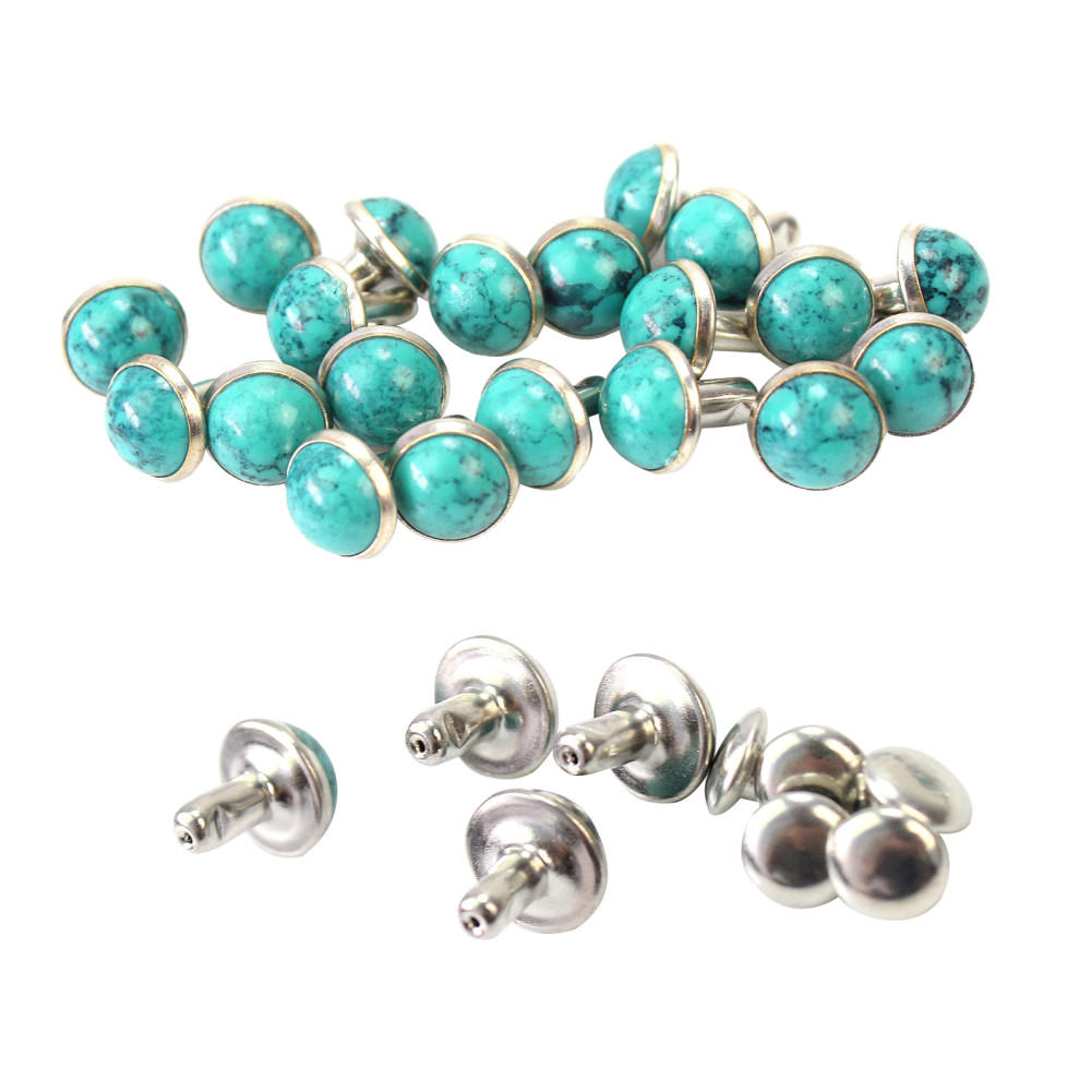 20 Pairs 8mm Turquoise Stud Spikes Decor DIY Metalen Klinknagels Punk voor Schoenen Tassen Jeans Kleding Garment Craft Supplies