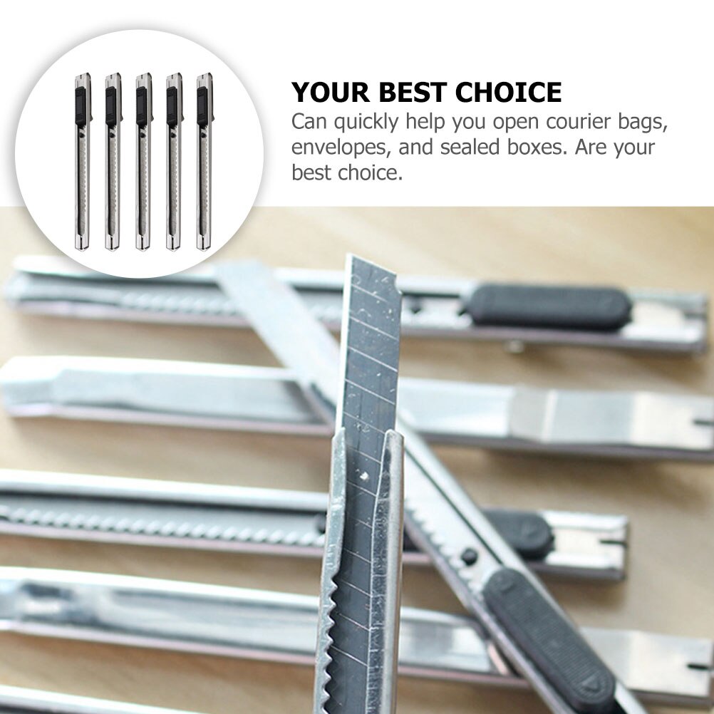 5pcs Small Retractable Utility Cutters Cardboard Cutters Safety Box Cutters