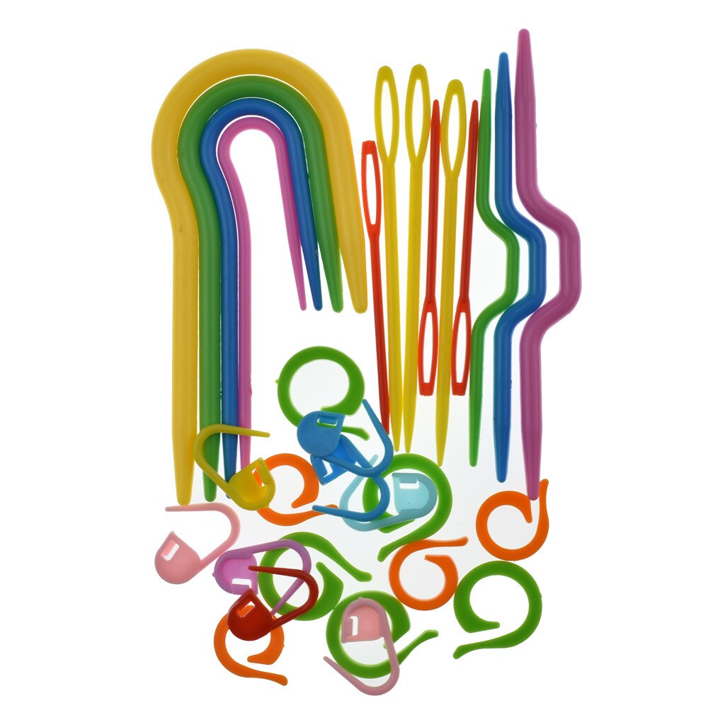 Crochet Hook Plastic Knit Stitch Crochet ABS 1Set Locking Stitch Clip Craft Knitting Needles Markers Needle