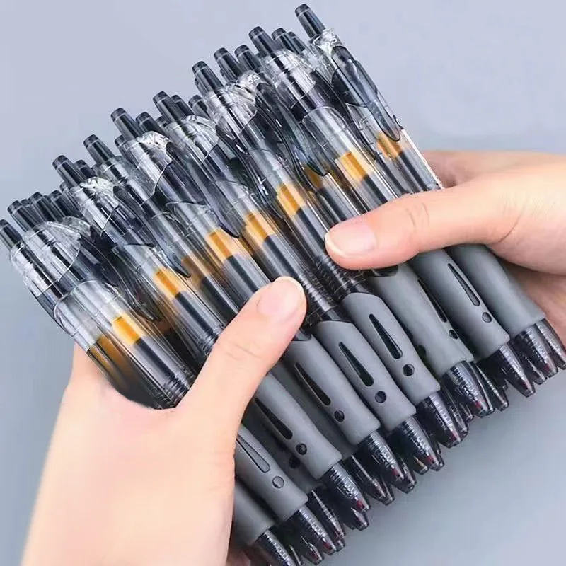 Juego de plumas de Gel retráctiles de 0,5mm, bolígrafo de tinta negra/azul, escritura, firma de negocios para oficina, suministros escolares para niños, papelería, 12 Uds.