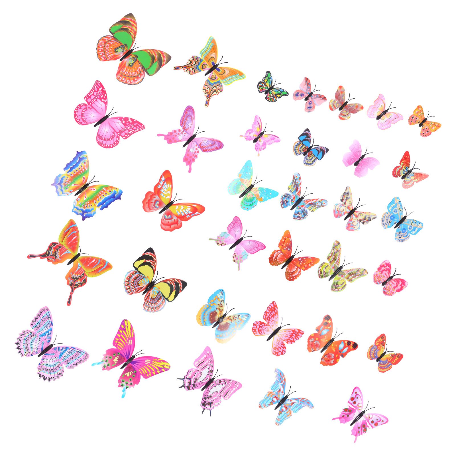 36pcs Double Layer 3D Butterflies Stickers Bridal Shop Living Room Stylish Butterfly Decor