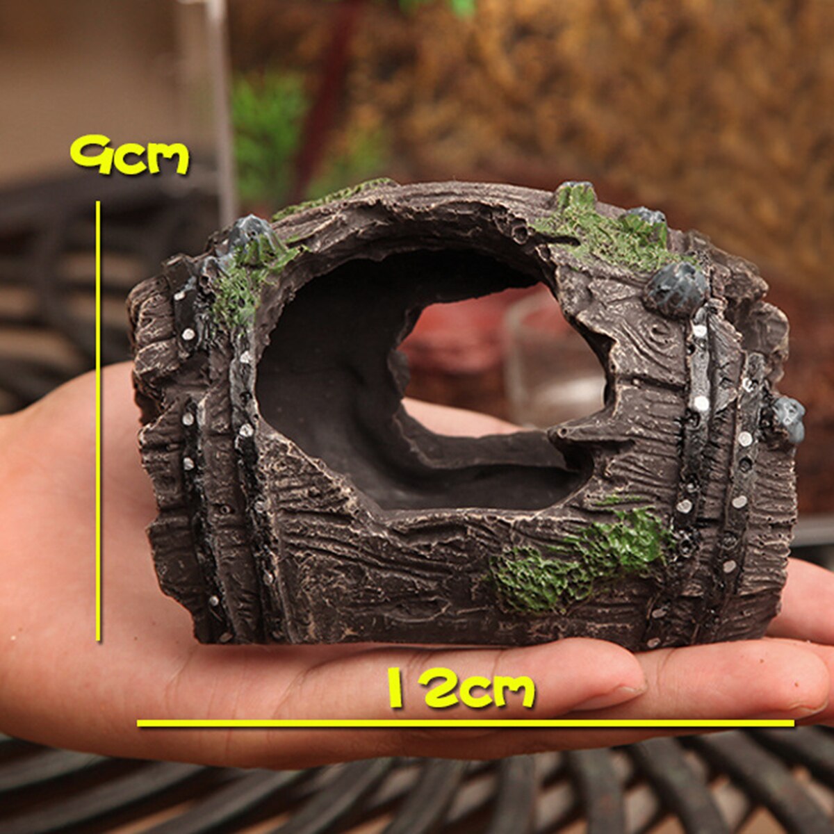 Reptiles Hiding Cave Resin Wind Barrel Decoration Ornament Hideout House for Lizard Geckos for small reptiles