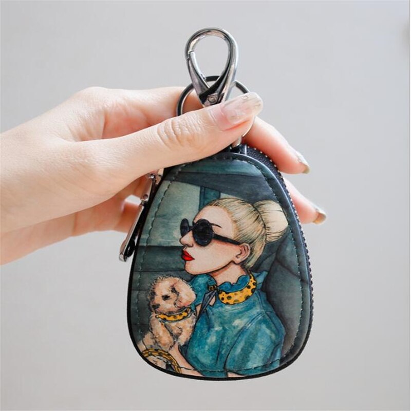 5 Colors Painted Women Girls Key Bag PU Leather Key Wallets Housekeepers Car Key Holder Case Gigh Keychain Pouch