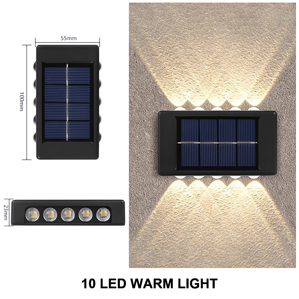 Lámpara Solar de pared para exteriores, luz alimentada por energía Solar impermeable hacia arriba y hacia abajo, ilumina el hogar, jardín, porche, decoración de patio, luz Solar exterior: Sea Blue / 0-5 W