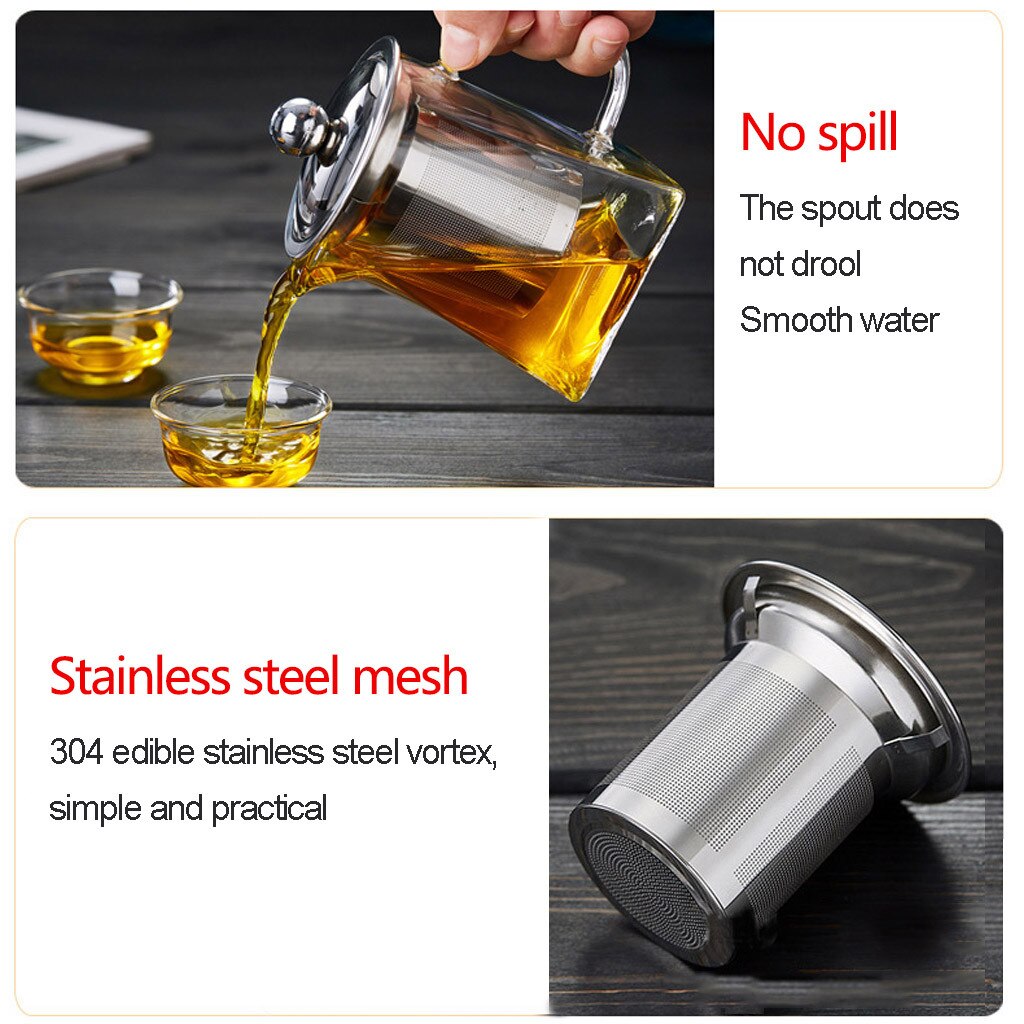 Hittebestendig Glas Theepot met Zeef Filter Zetgroep Tea Pot Praktische Fles Bloem Kopje Thee Thee Blad Kruiden Koffie 350ml