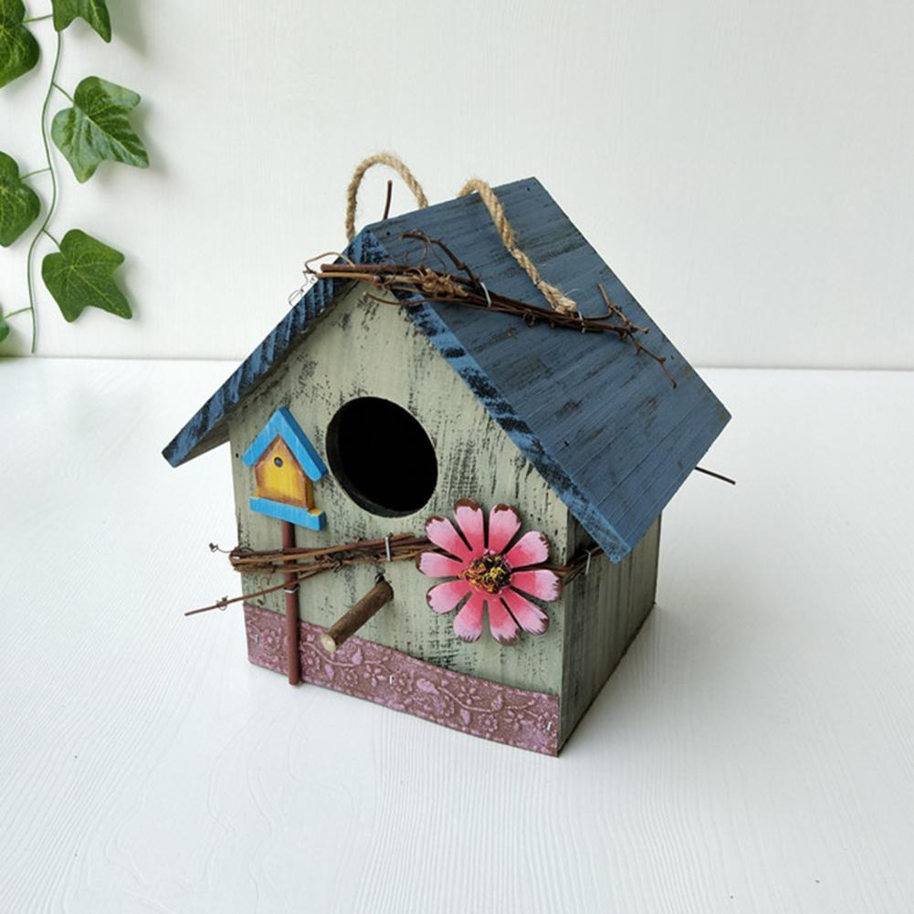 60% Bird Room Nest Eco-friendly Rustic Wood Sturdy Bird House for Park