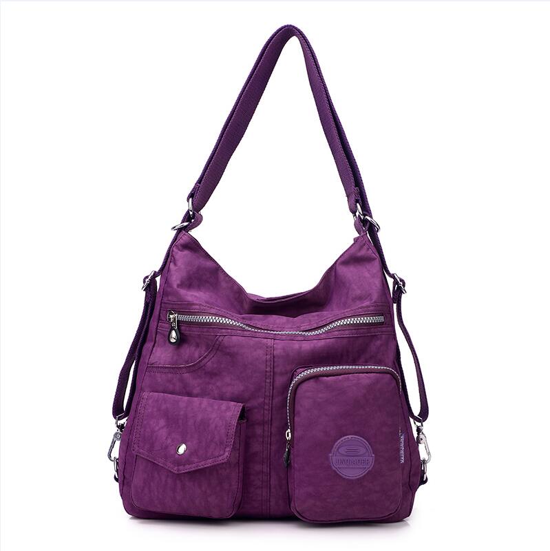 JINQIAOER-Bolso de mano de nailon para mujer, bandolera doble de , resistente al agua, de: Morado