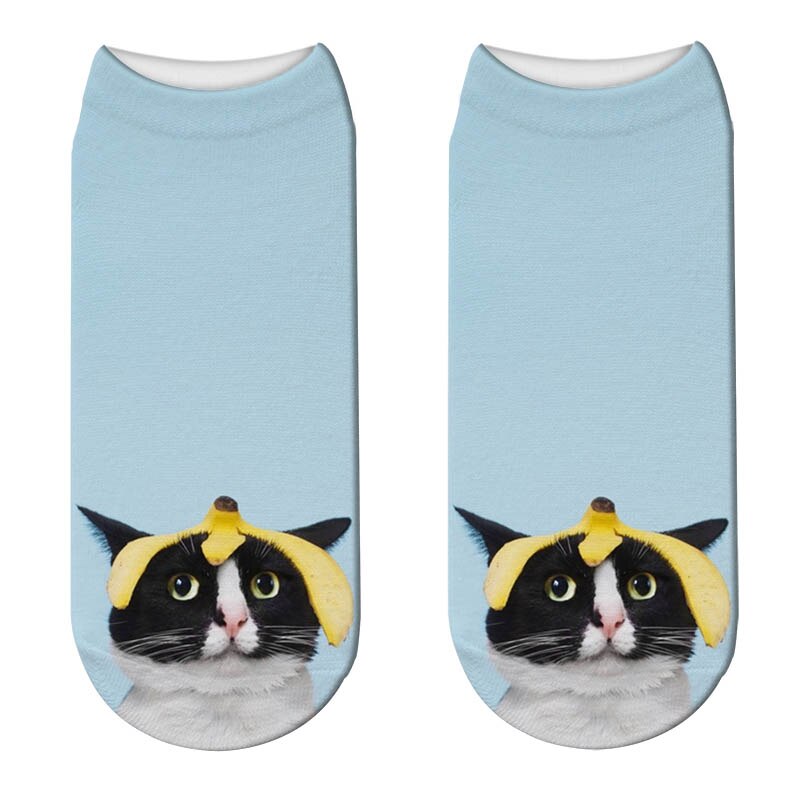 Women 3D Printed Animal Socks Funny Cartoon Cat Dog Cotton Low Ankle Unisex Socks носки с принтами: Style2