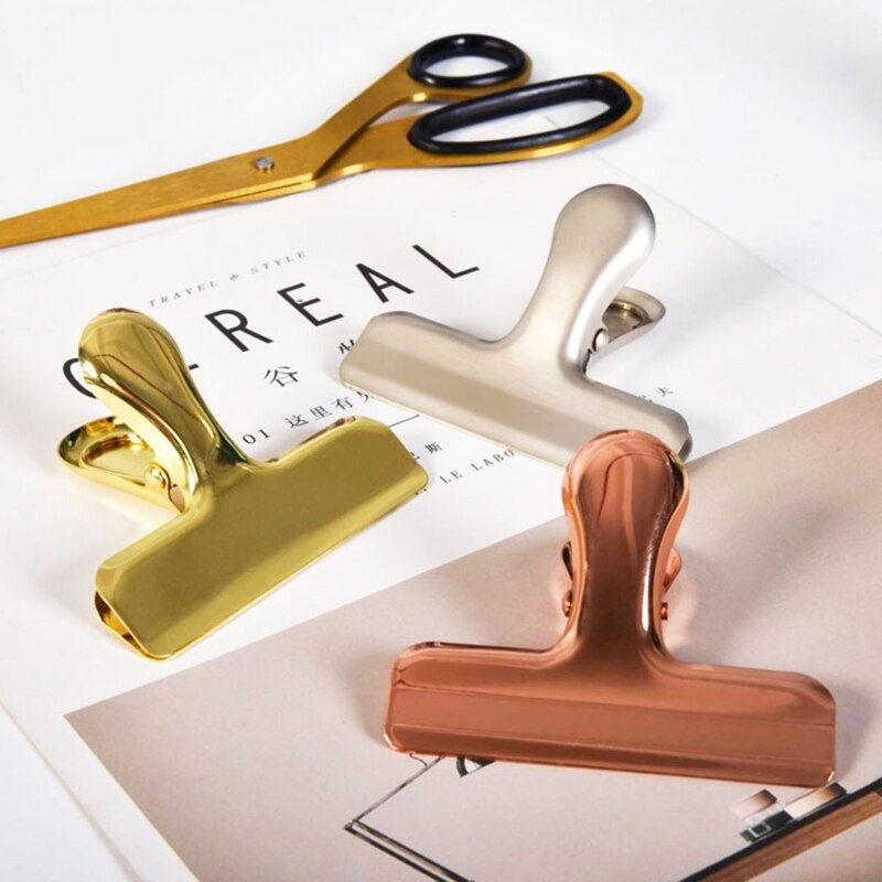 Large Bull Clip Stainless Steel Paper Clamp Colorful Hinge Clips File Clip Office Supplies for Receipt Document Food Bag