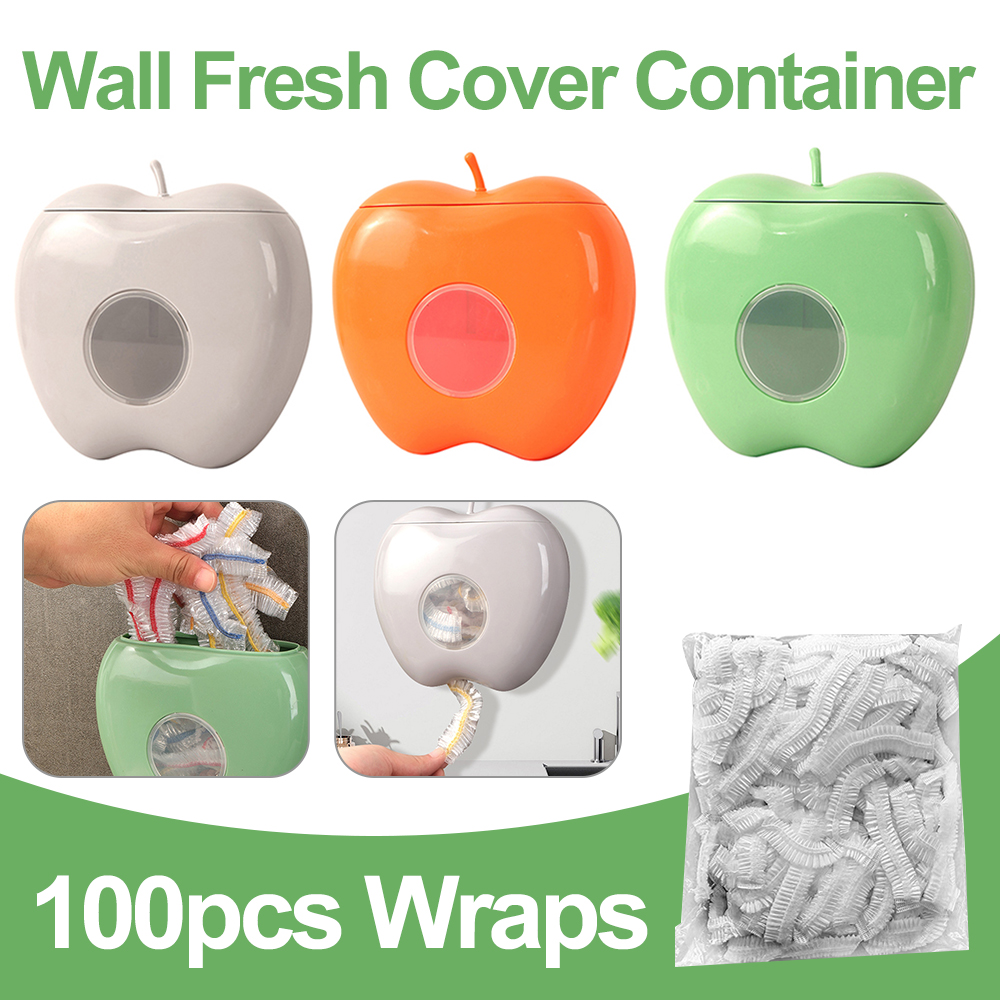 Contenedor de almacenamiento de envoltura de plástico montado en la pared, estuche protector de envoltura de plástico a prueba de polvo, gran capacidad sin perforaciones para organizador de cocina