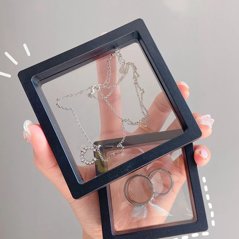 3d Floating Picture Frame Shadow Box Display Film Pendant Storage Box PE Film Jewelry Display Stand Transparent Packaging Box