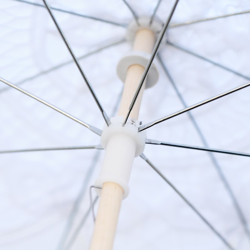 Wit Beige Bruids Paraplu Parasol Kant Bruiloft Paraplu Voor Bruid Houten Handvat Parasol Ombrelle Dentelle Mariage