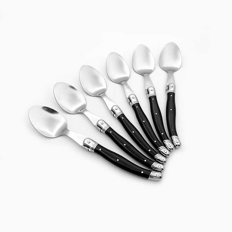 Stainless Steel Cutlery Dinner Spoon Soup Scoop Public Rice Spoon Dinnerware Set Large Long Handle Table Service Spoons Black