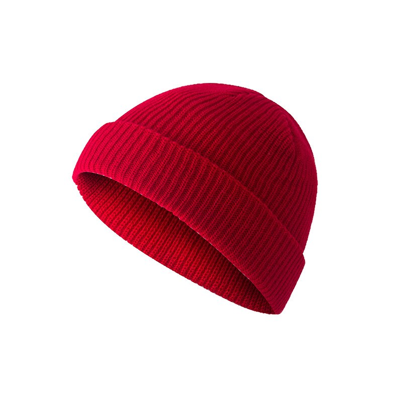 Bonnets chauds d'hiver unisexes pour femmes et hommes, style décontracté, style hip-hop, en laine tricotée, bonnet élastique: Rouge