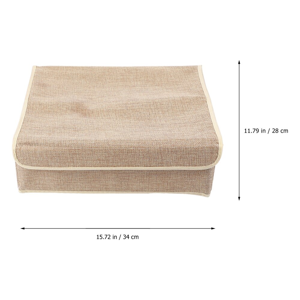 1pc Collapsible Cotton Linen Foldable Portable Covered Container Storage Box for Underwear Indoor House Home Bar Women