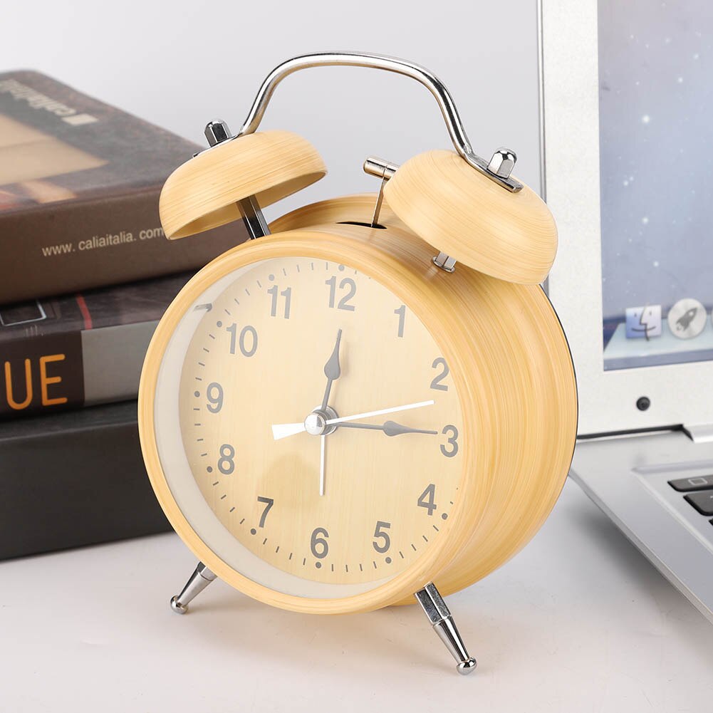 ABS Retro Mechanical Alarm Clock Manual Wind Up Metal Clock Double Twin