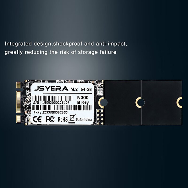 JSYERA 64GB NGFF M.2 SSD 2280 M.2 B Key Interface SATA Protocol Solid State Drive, Suitable for Desktop / Laptop