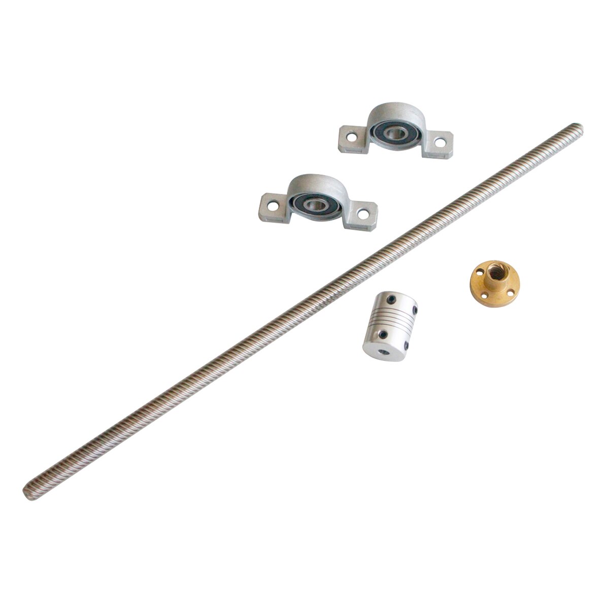 T8 tornillo de plomo 100mm-1200mm Paso 2mm plomo 8mm con tuerca y eje de rodamiento KP08 y acoplamiento Flexible de 5*8mm piezas de impresora 3D