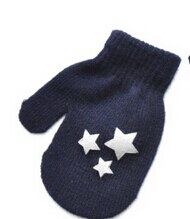 Mitaines en tricot doux pour enfants, 1 paire, motif étoile à pois et cœur, gants chauds pour garçons et filles: BLEU CIEL