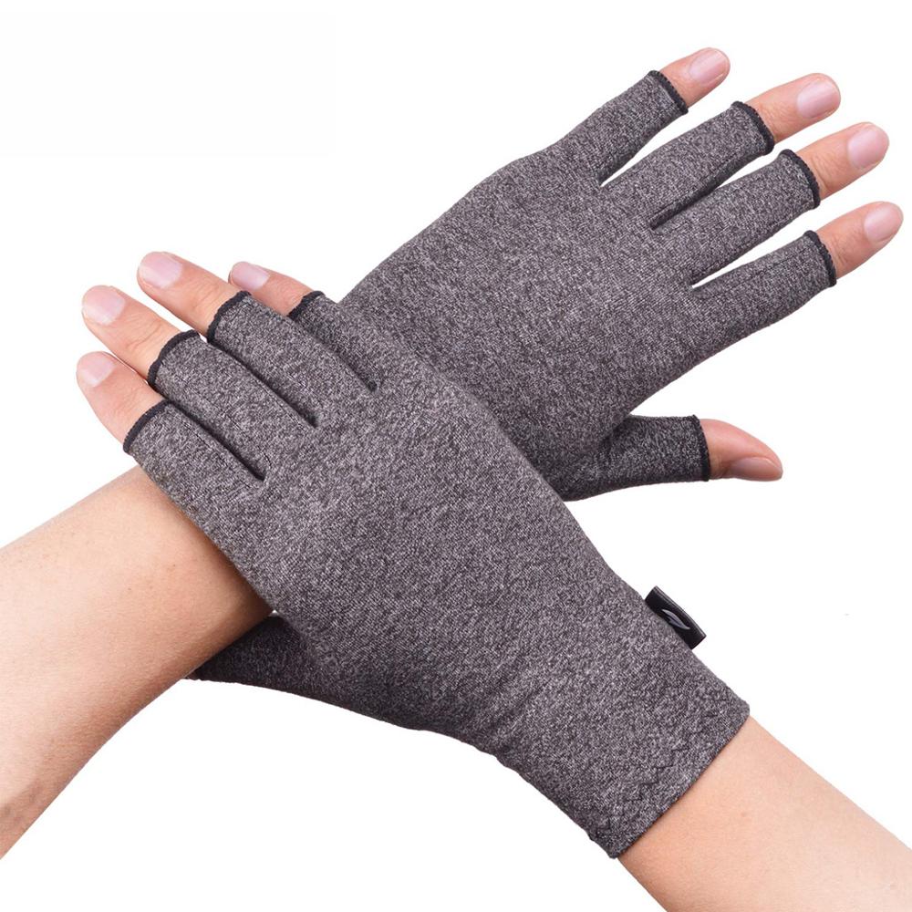 1 par kompression gigt handsker bomuld ledsmerter halv finger hånd handsker til kvinder mænd terapi håndled støtte
