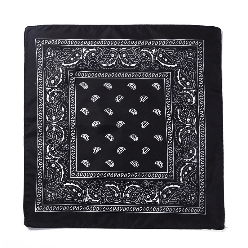 Foulard Bandana noir unisexe, style Hip Hop, bandeau pour cheveux, foulard carré pour le cou et la tête, mouchoir imprimé: FJ01