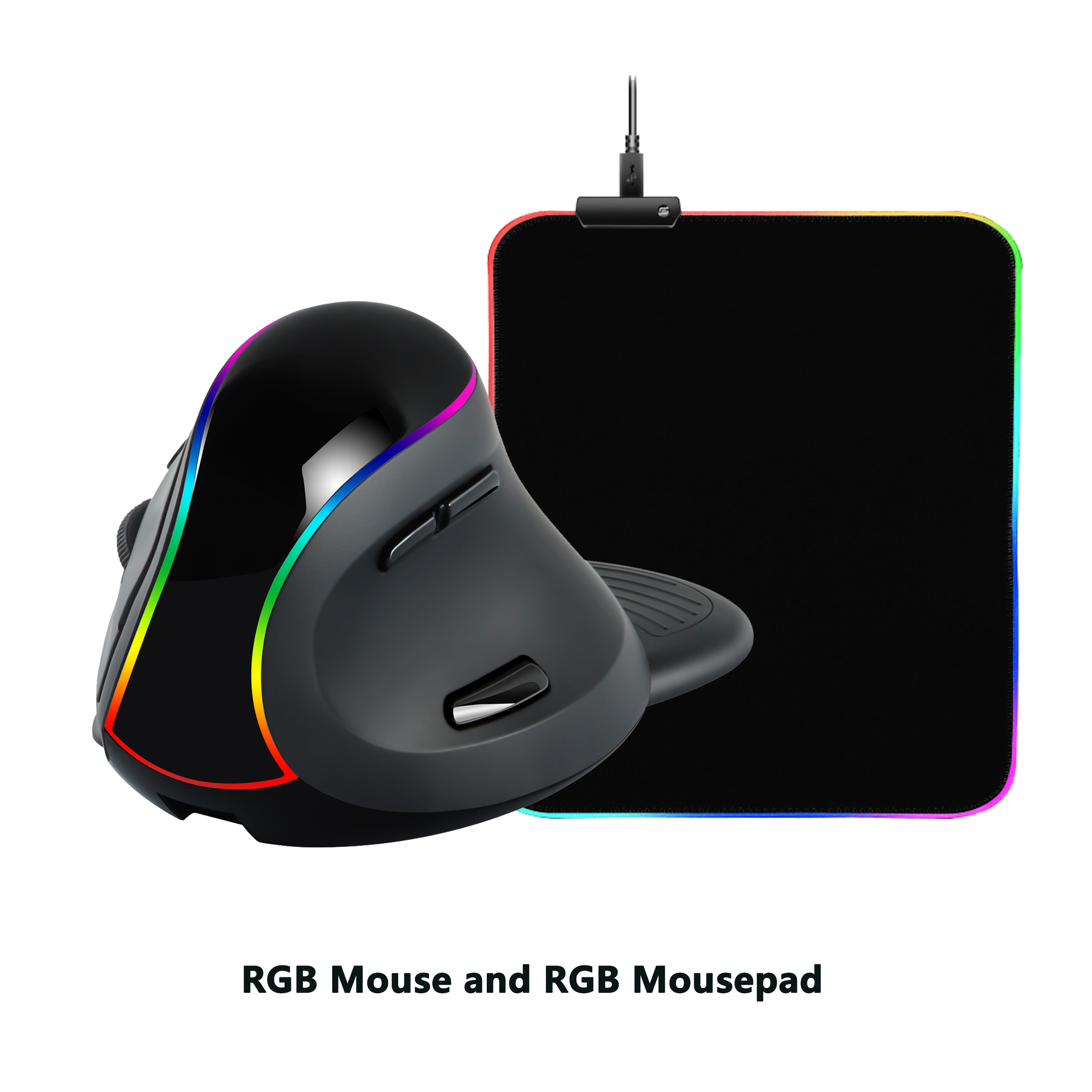 RGB Vertical Mouse Optical Charging Wireless Mice with Backlight Adjustable DPI Ergonomic Gaming Mouse USB Mause For Laptop PC: Mouse and Mousepad
