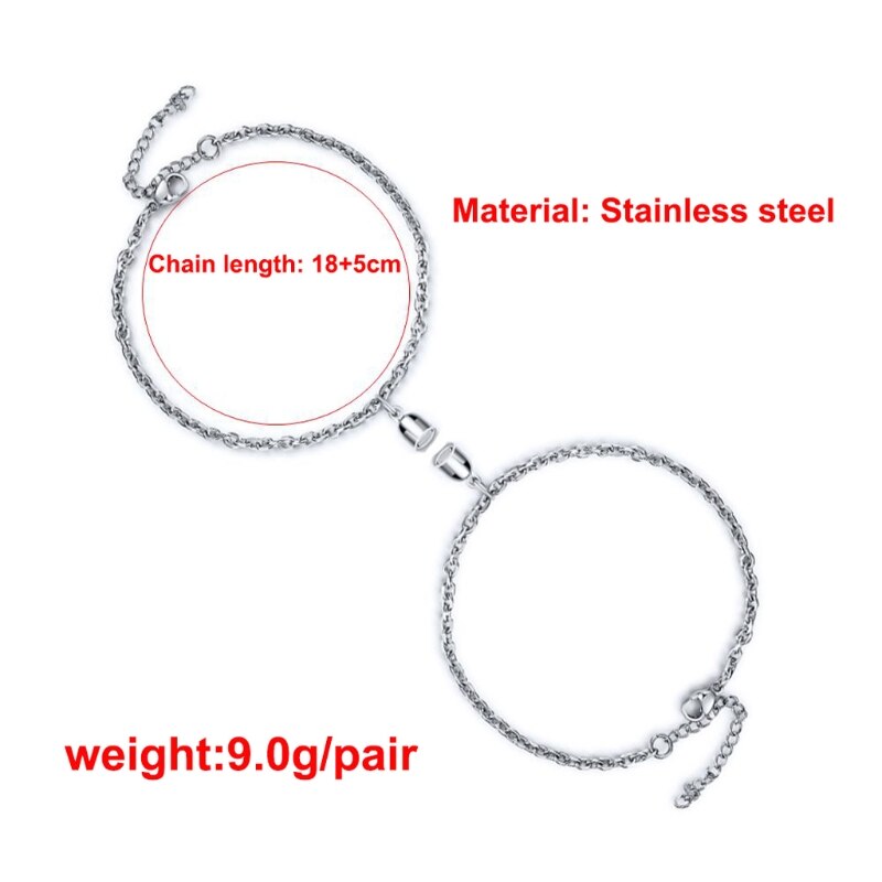 2Pcs Edelstahl Liebe Magnetische Fern Armband Kit Liebhaber Schmuck