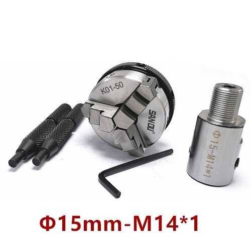 Sanou K01-50 chuck 50mm 2" LATHE Chuck three Jaw Manual mini Self-Centering Chuck Connecting rod Connector for CNC M14 adapter: K01-50-15mm