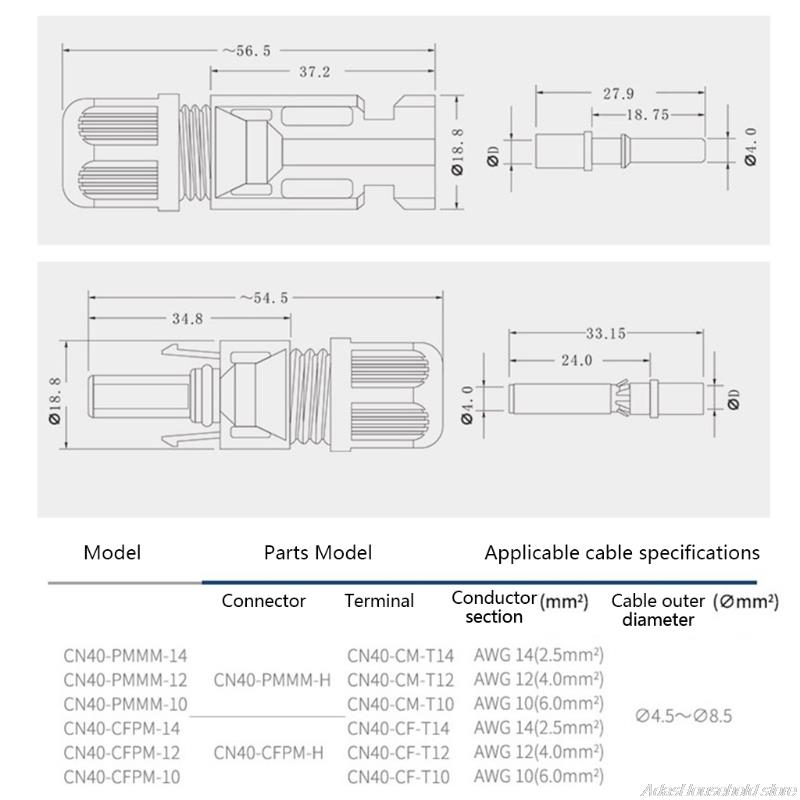 IP68 Solar Panel Cable Connectors Male/Female Solar Wire Adapter with Spanners For Solar Power System (5/10/15Set )