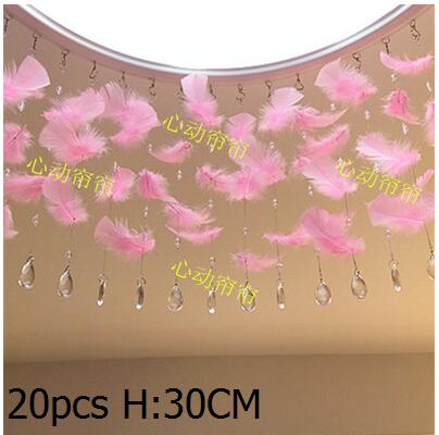 Rideau de séparation en perles de cristal, produit fini, rideau de décoration pour l'entrée, rideau en plumes de perles: 20pcs 30cm