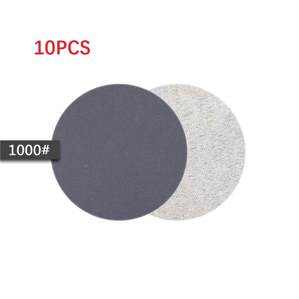 Papel de lija de agua/seca, disco de lijado de gancho y bucle de 3 pulgadas y 75mm, herramientas abrasivas de papel de arena de grano 240-10000, 10 Uds.: Blanco