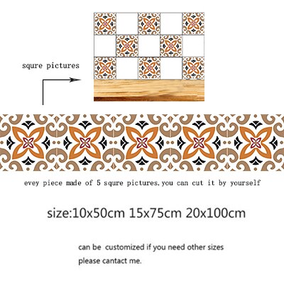 Marokkaanse Stijl Kleurrijke Patroon Hard Tegel Vloer Muursticker Home Decor Keuken Badkamer Wc Decoratie Art Mural: 6 / 15x75cm