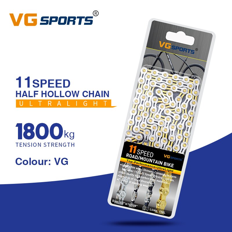 MTB Road Bike 8 9 10 11 Speed SL Chain Silver Golden Half Hollow Chain Missing Link 116L Chain For Shimano SRAM Campanolo System: 11S