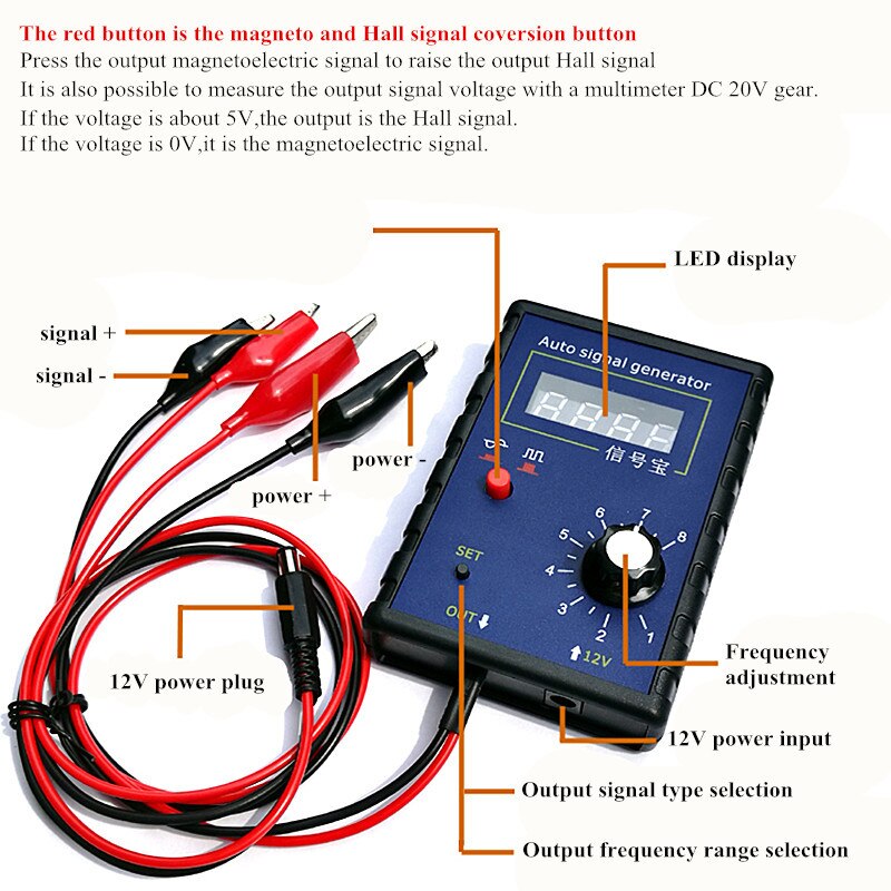 Tragbare Auto Fahrzeug Signal Generator Auto Hall-Sensor Und Kurbelwelle Position Sensor Signal Simulator Meter 2Hz Bis 8KHz