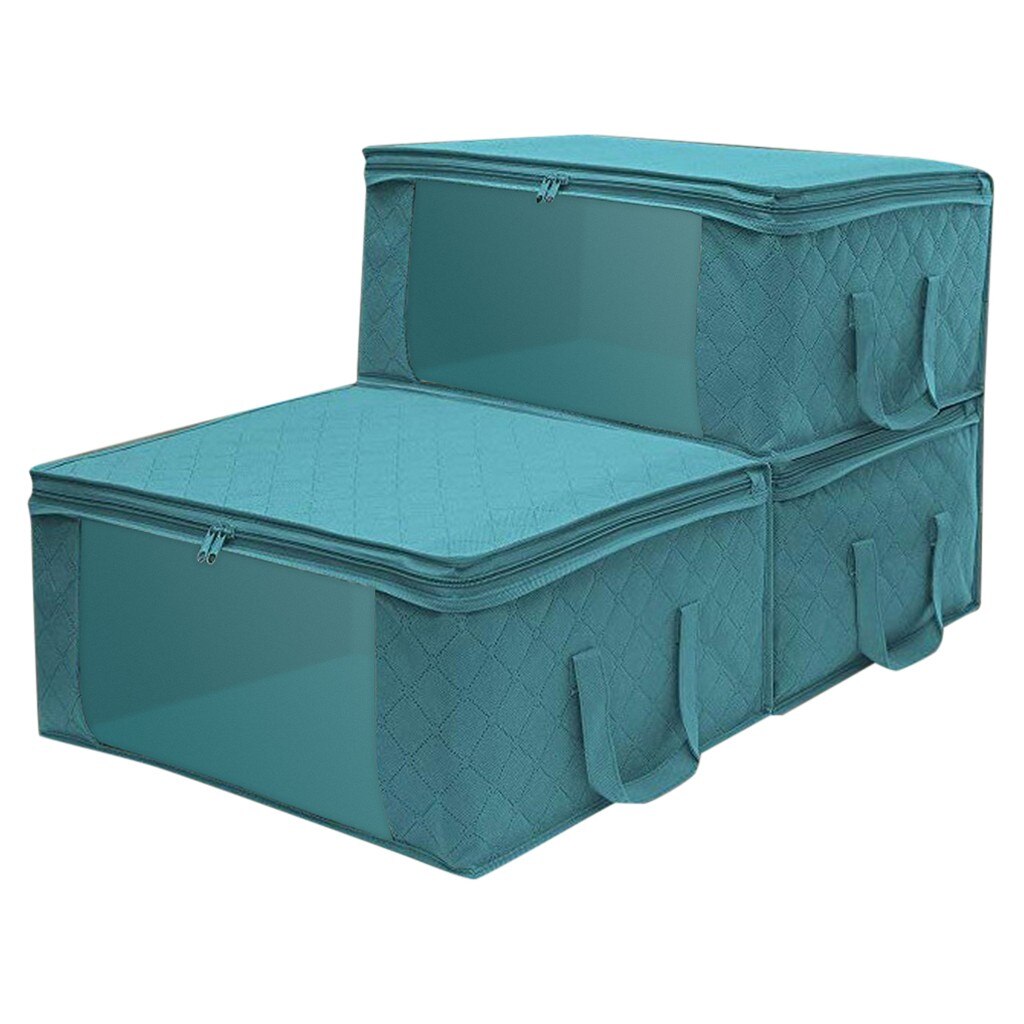 3pcs Clothing Wardrobe Organizer Bag Clothes Blanket Quilt Closet Box Bag Home Foldable Storage Organization Wash Moisture-proof