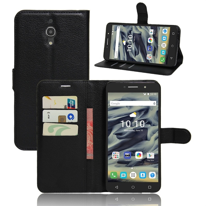 for Alcatel Pixi 4 (6) Cyboris cover For Alcatel Pixi 4 (6) 3G Pixi4 6.0 " Flip Lichi Holster PU Leather with card slot holders