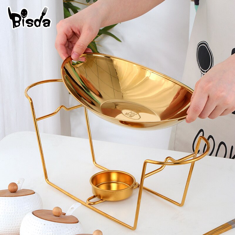 Olla seca de acero inoxidable para cocina, estufa de Alcohol, olla de lingotes para restaurante, plato de rozadura, caldera de combustible con soporte, hogar comercial