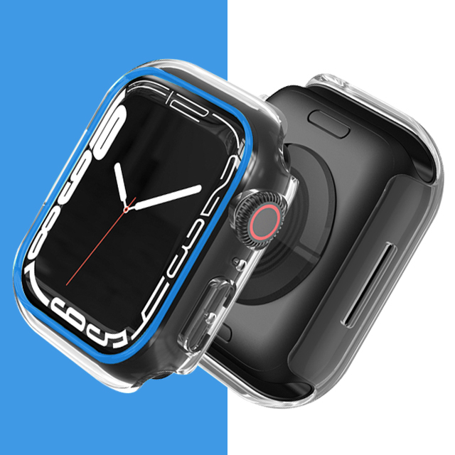 Funda luminosa para Apple Watch, Protector de parachoques para PC de 44mm, 45mm, 41mm, 38, 42 y 40mm, accesorios para iWatch 9/8/6/5/4/2/SE: Blue / 2 - 3,9 pulgadas
