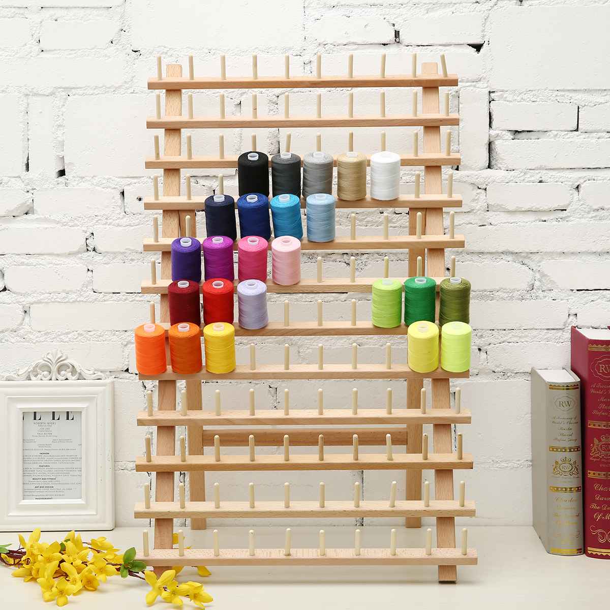 120 Axle Spools Wood Thread Rack Spool Sewing Wooden Organizer Thread Tailor Rack Premium Beechwood Storage Holder